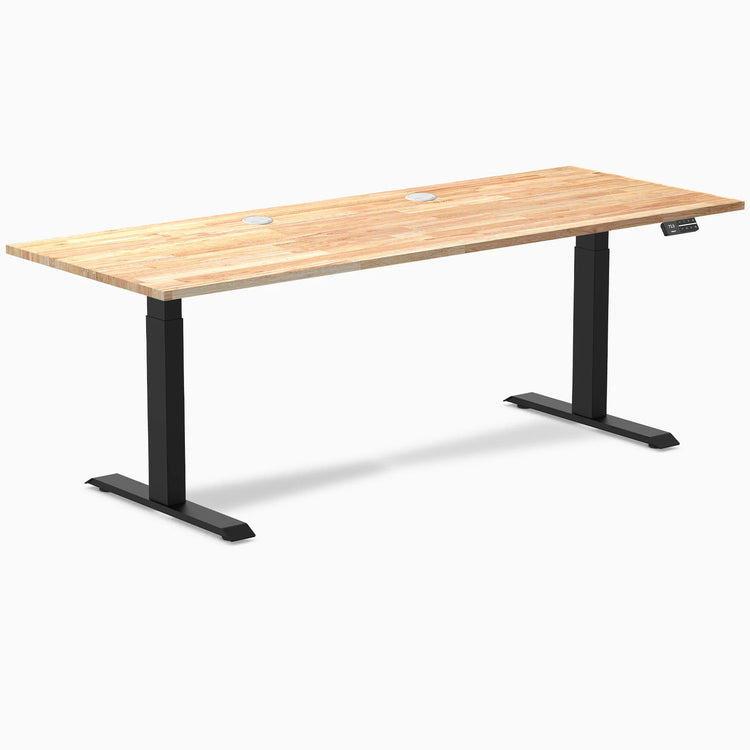 Bureau double assis-debout en bois d'hévéa Desky