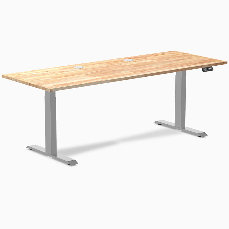 Bureau double assis-debout en bois d'hévéa Desky