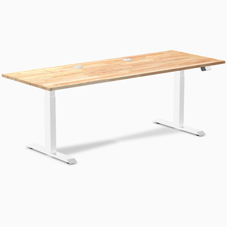 Bureau double assis-debout en bois d'hévéa Desky