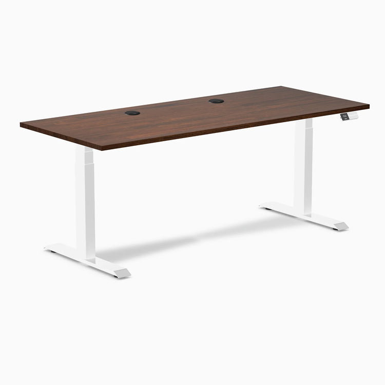 Bureau double assis-debout en bois d'hévéa Desky
