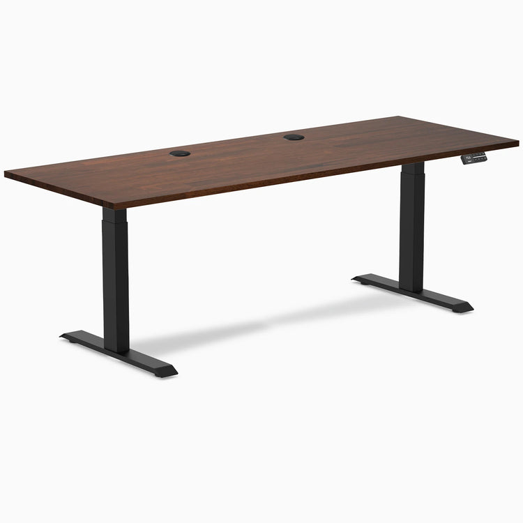 Bureau double assis-debout en bois d'hévéa Desky