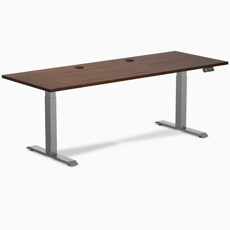 Bureau double assis-debout en bois d'hévéa Desky
