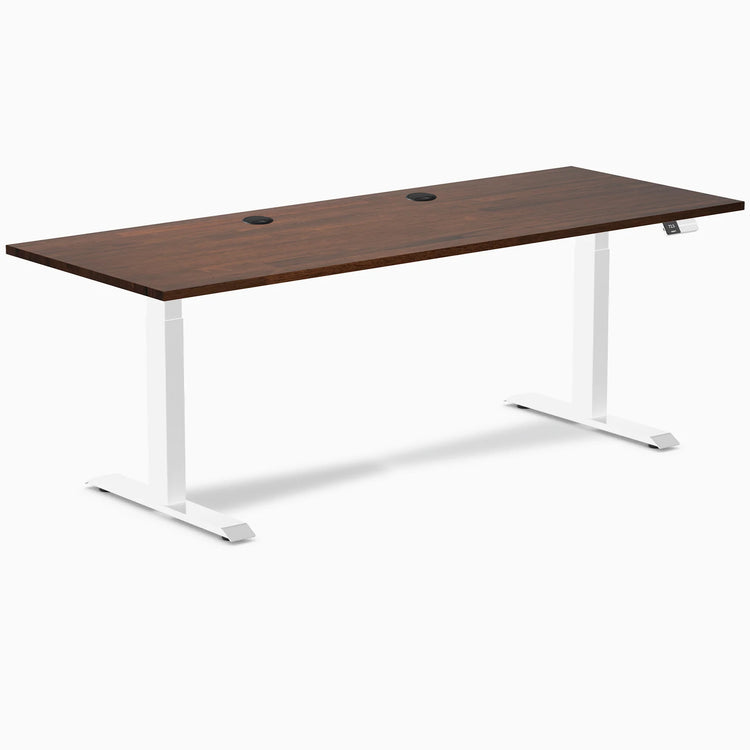 Bureau double assis-debout en bois d'hévéa Desky