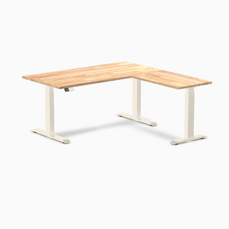 Desky Rubberwood L-Shape Sit Stand Desk