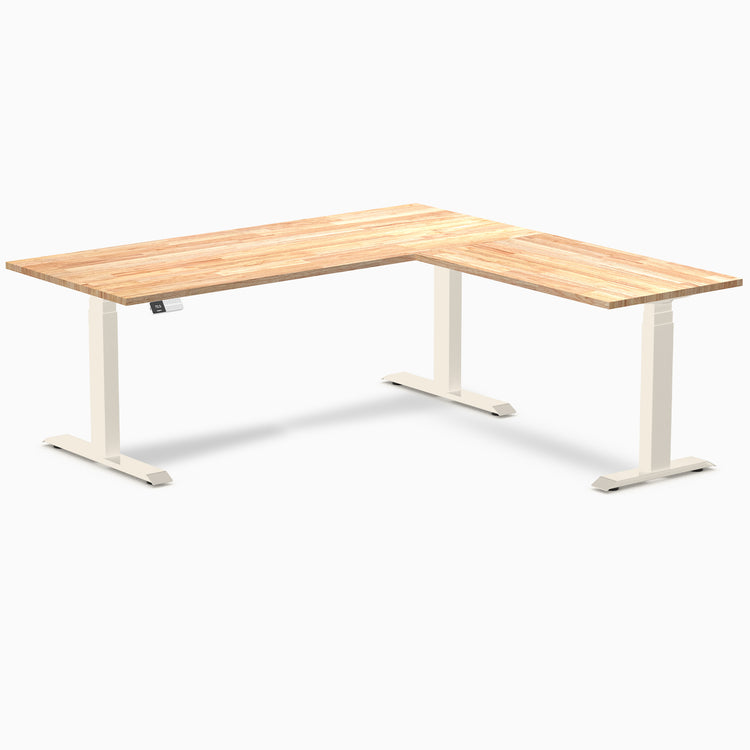 Desky Rubberwood L-Shape Sit Stand Desk