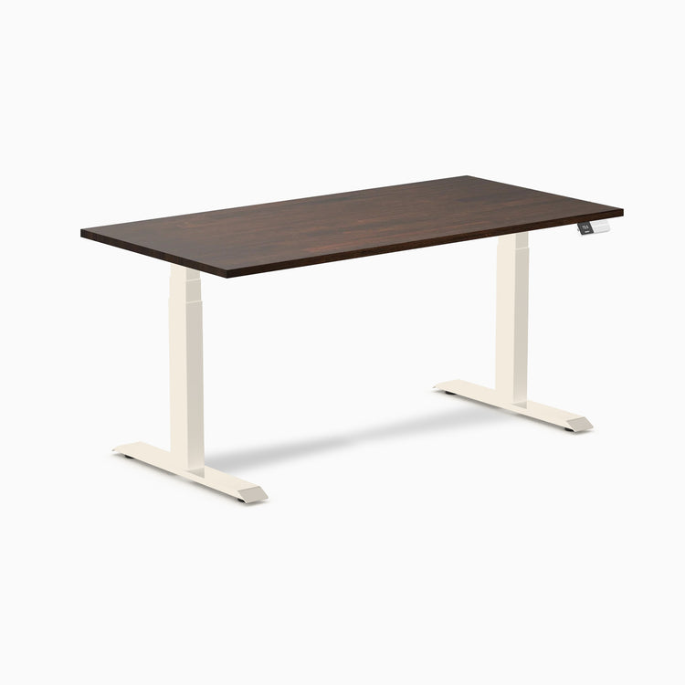 Bureau double assis-debout en bois d'hévéa Desky