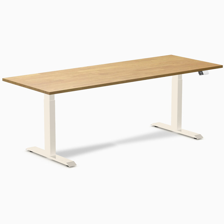 Bureau double assis-debout en bois d'hévéa Desky
