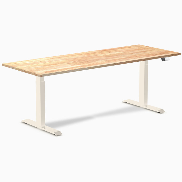 Bureau double assis-debout en bois d'hévéa Desky