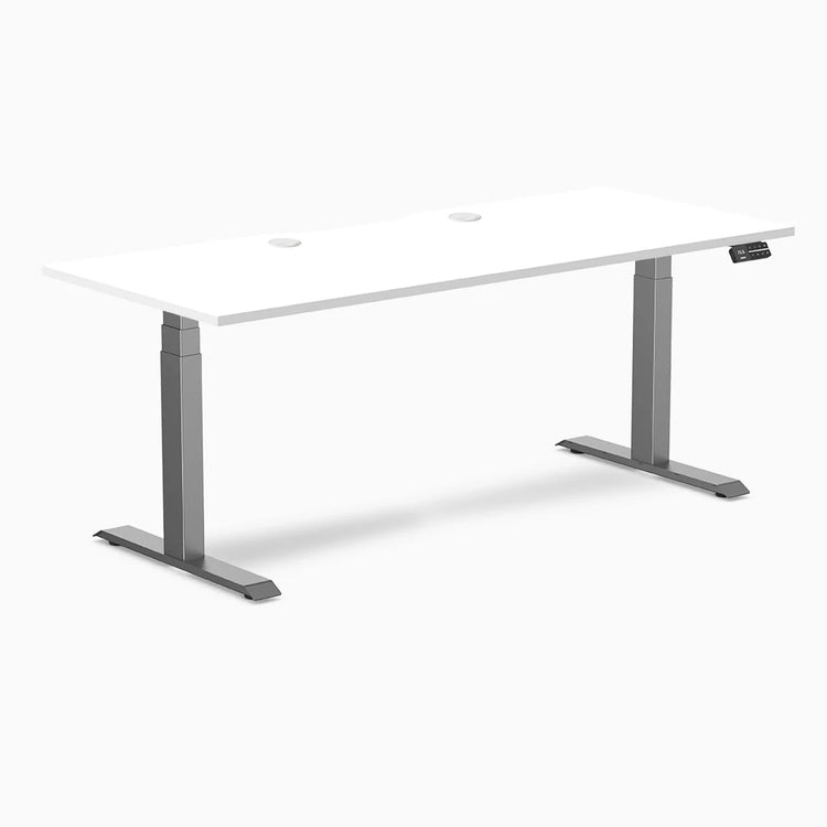 Desky Dual Scalloped Laminate Sit Stand Desk