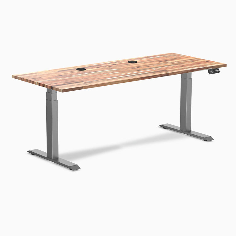 Bureau assis-debout double en bois tendre Desky