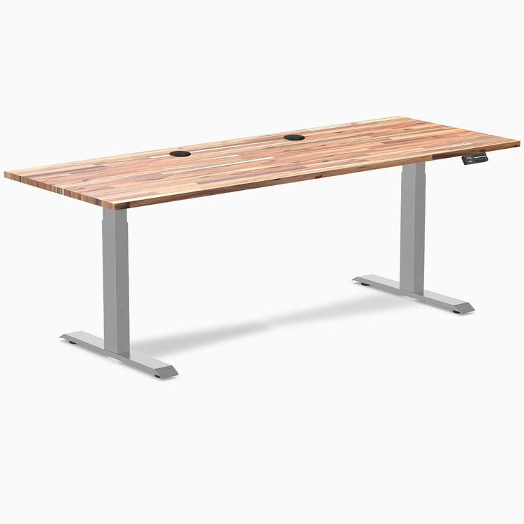 Bureau assis-debout double en bois tendre Desky