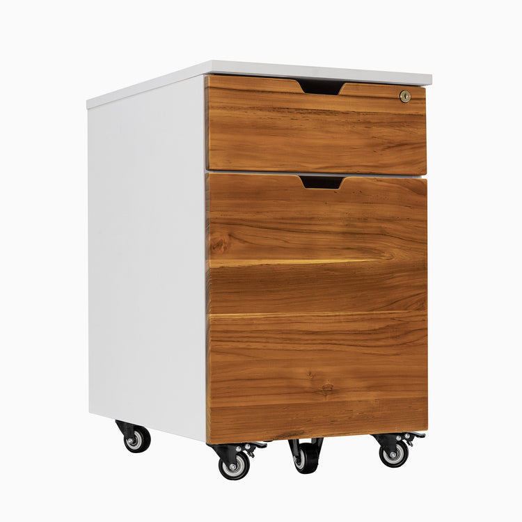 Hardwood Teak white minimal filing cabinet