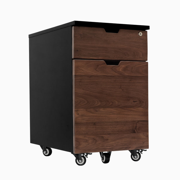 Hardwood walnut black minimal filing cabinet