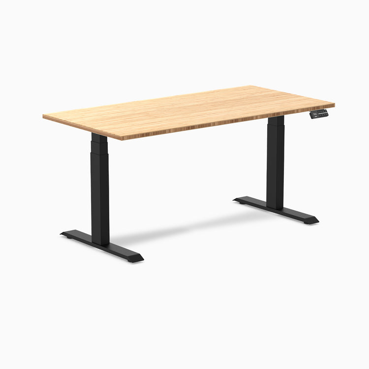 Dual bamboo standing desk - Natural bamboo - black 60"