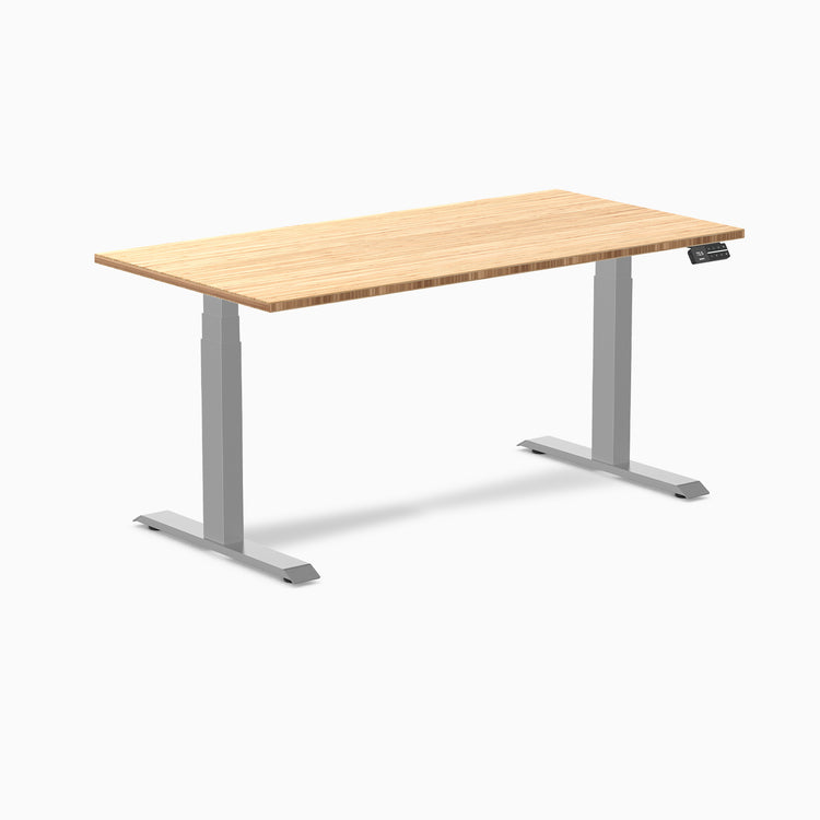 Dual bamboo standing desk - Natural bamboo - grey 60"