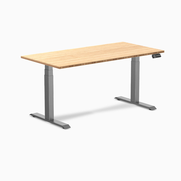 Dual bamboo standing desk - Natural bamboo - space grey 60"