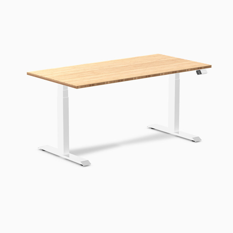 Dual bamboo standing desk - Natural bamboo - white 60"