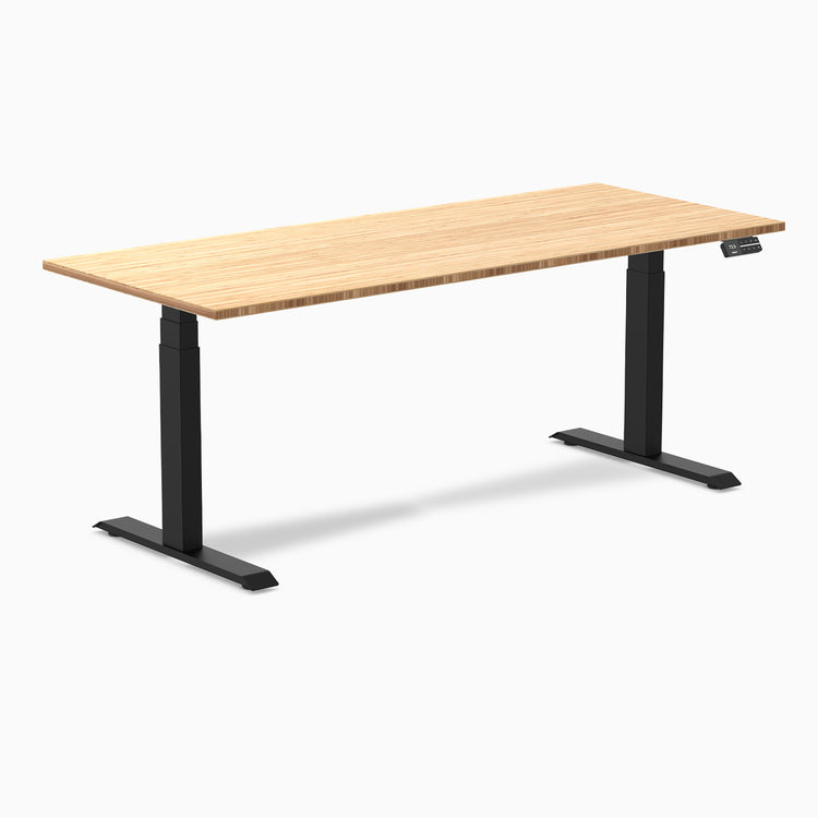Dual bamboo standing desk - Natural bamboo - black 72"