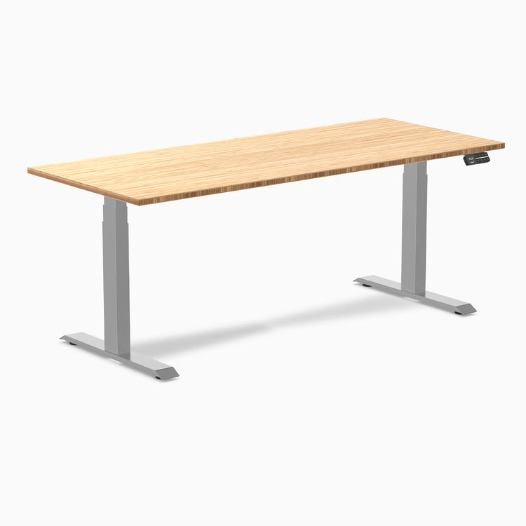 Dual bamboo standing desk - Natural bamboo - grey 72"