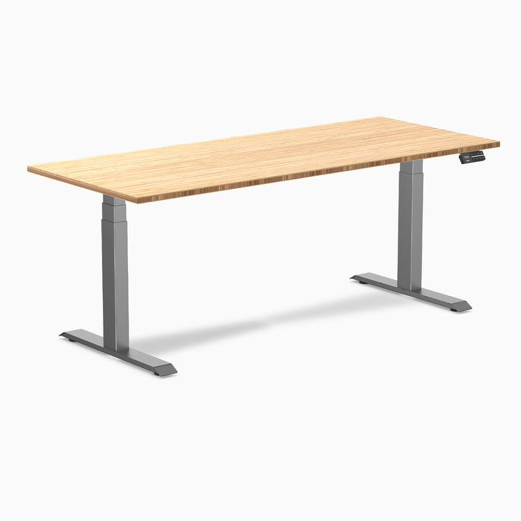 Dual bamboo standing desk - Natural bamboo - space grey 72"
