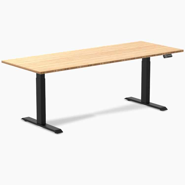 Dual ergo bamboo standing desk - natural bamboo - black 80"