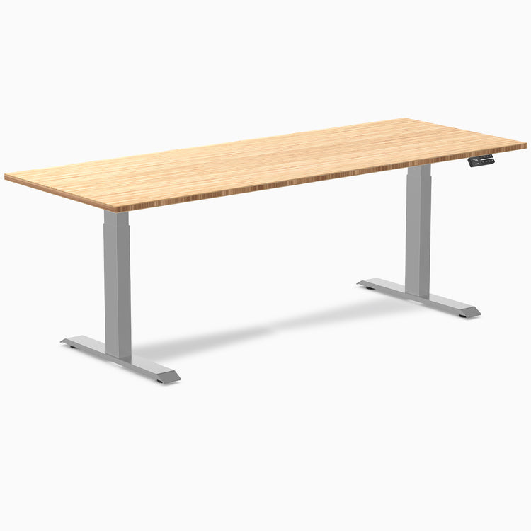 Dual ergo bamboo standing desk - natural bamboo - grey 80"