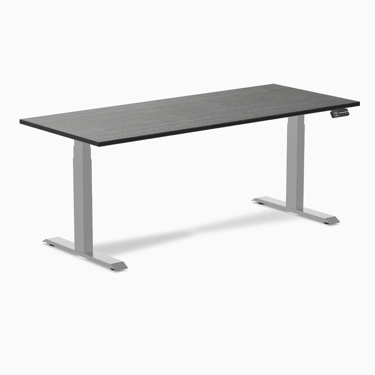 Dual bamboo standing desk - Dark bamboo - grey 72"