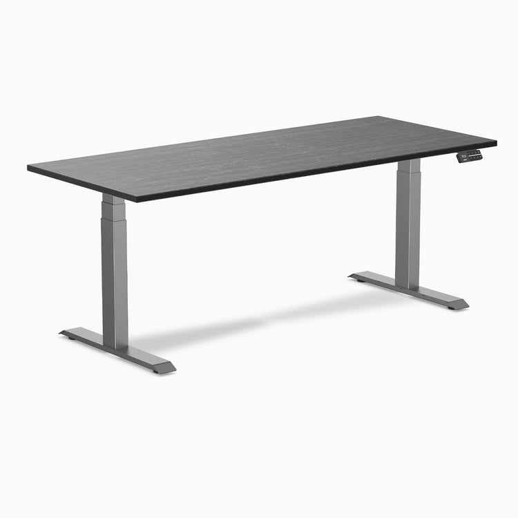 Dual bamboo standing desk - Dark bamboo - space grey 72"