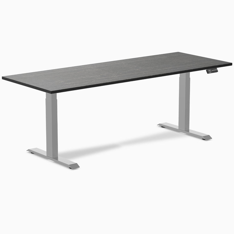 Dual ergo bamboo standing desk - Dark bamboo - grey 80"