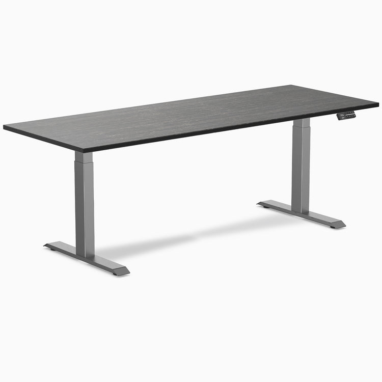 Dual ergo bamboo standing desk - Dark bamboo - space grey 80"