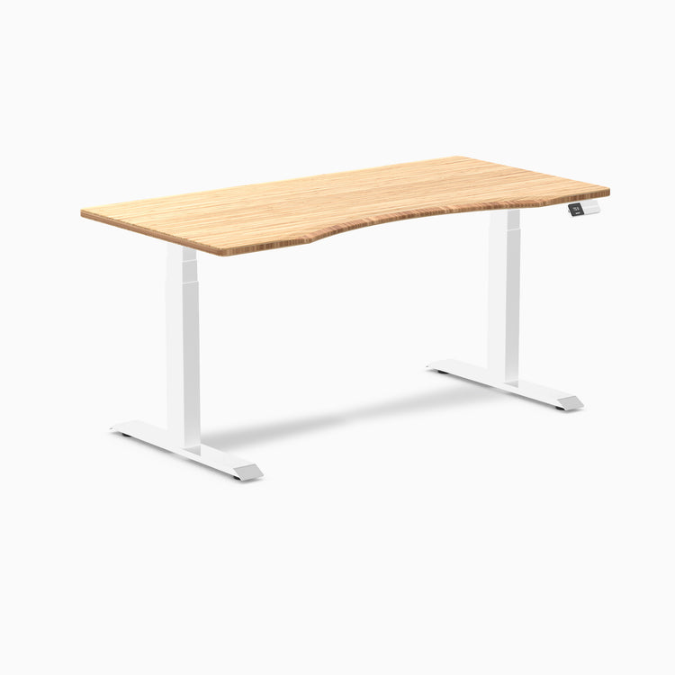 Dual ergo edge standing desk - Natural bamboo - white 60"