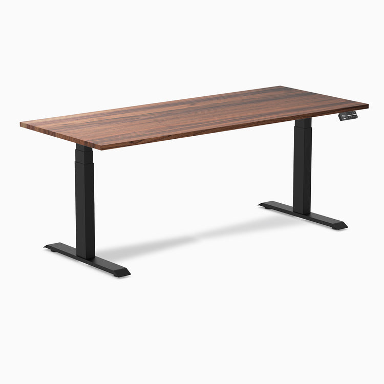 Dual hardwood standing desk - walnut -black 72"
