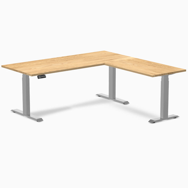 Desky Hardwood L-Shape Sit Stand Desk