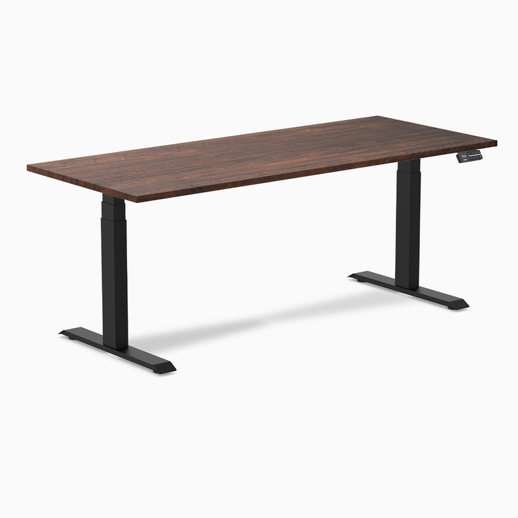 Dual softwood standing desk - Rustic Pine -black 72"