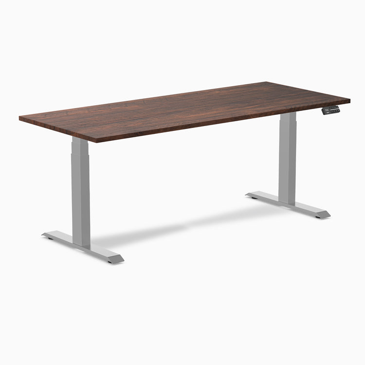 Dual softwood standing desk - Rustic Pine -grey 72"