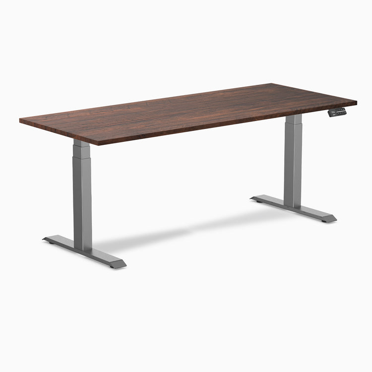 Dual softwood standing desk - Rustic pine -black 72"