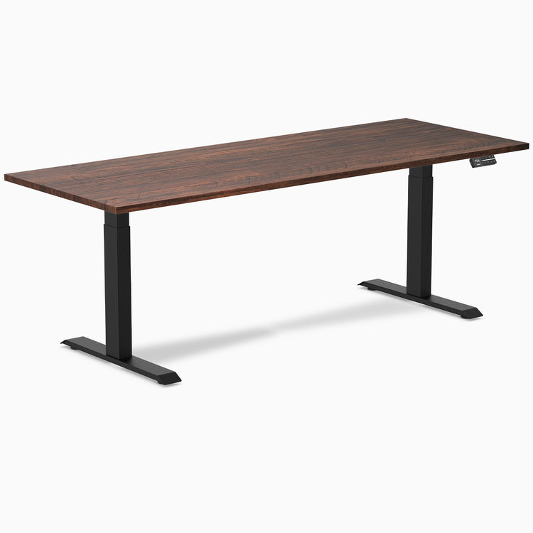 Dual softwood standing desk - Rustic pine -black 80"