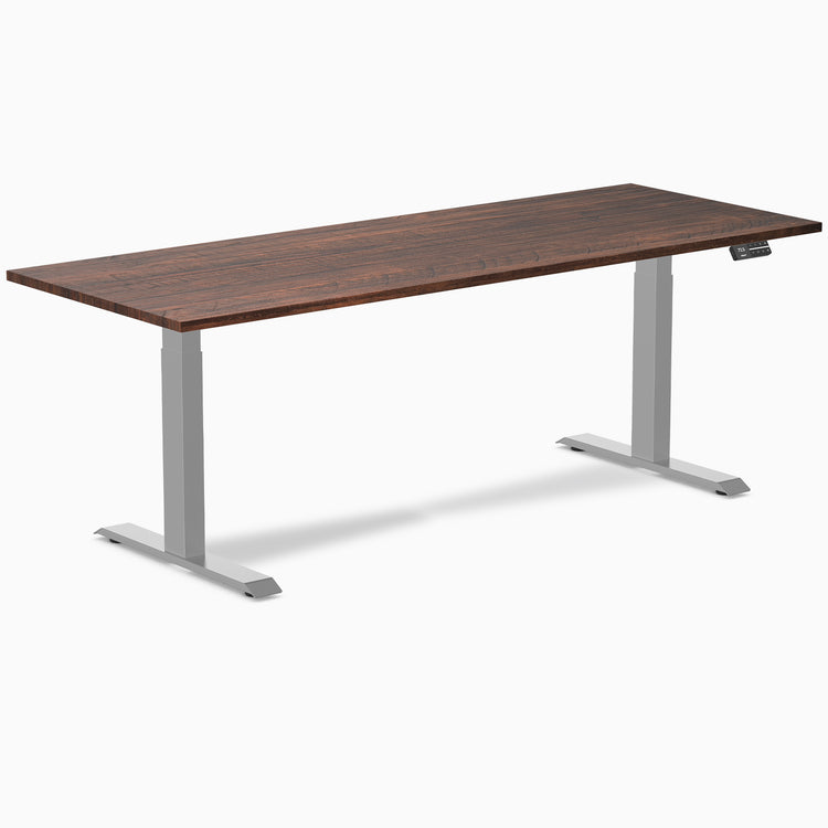 Dual softwood standing desk - Rustic pine -grey 80"