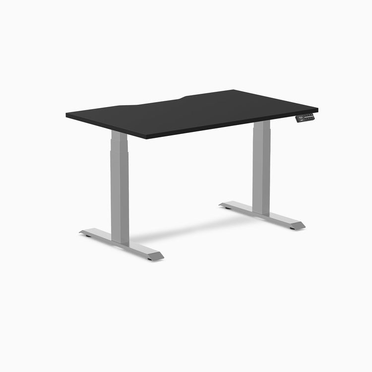 Desky Dual Scalloped Melamine Sit Stand Desk-Dual Desks-Desky-Black-1200x750mm-Grey-DeskyÂź Australia