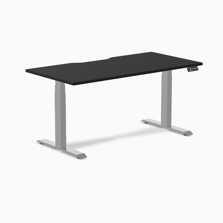 Desky Dual Scalloped Melamine Sit Stand Desk-Dual Desks-Desky-Black-1500x750mm-Grey-DeskyÂź Australia