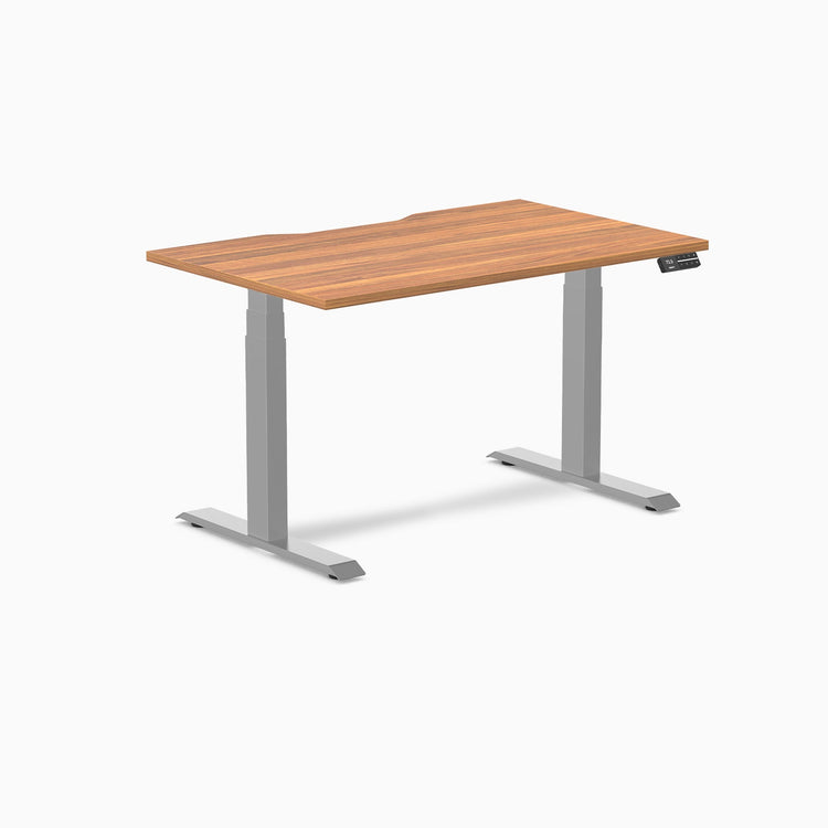 Desky Dual Scalloped Melamine Sit Stand Desk-Dual Desks-Desky-Prime Oak-1200x750mm-Grey-DeskyÂź Australia