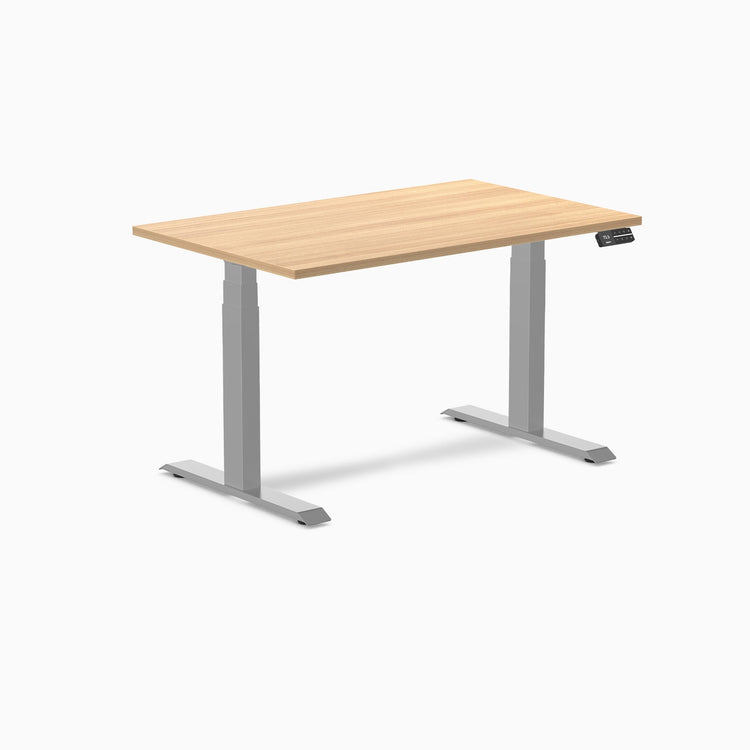 Desky Dual Scalloped Melamine Sit Stand Desk-Dual Desks-Desky-Sublime Teak-1200x750mm-Grey-DeskyÂź Australia