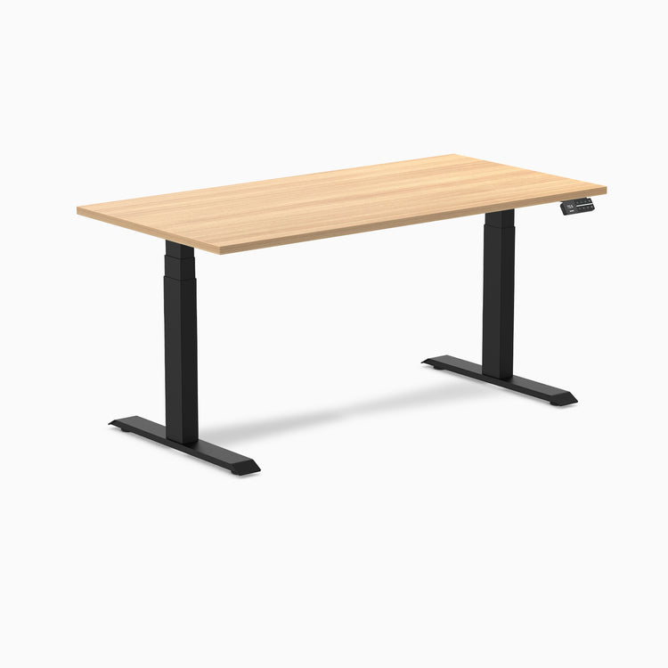 Dual laminate standing desk - sublime teak melamine - black 60"