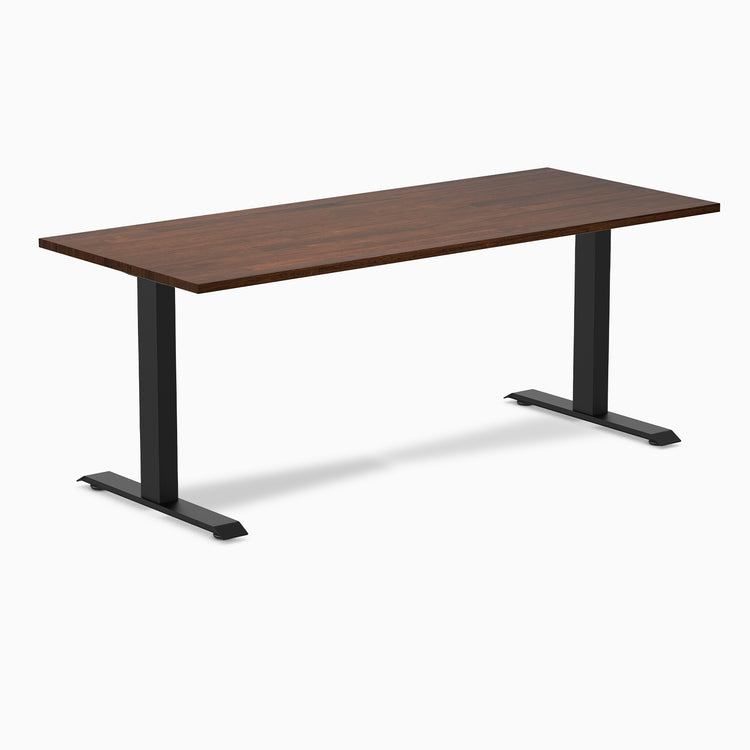 Rubberwood red walnut fixed desk 72" - black