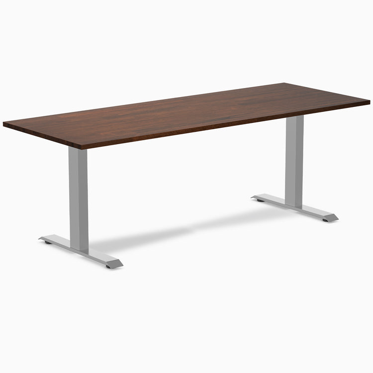 Rubberwood red walnut fixed desk 80" - grey