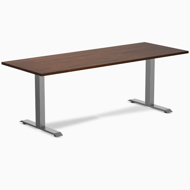 Rubberwood red walnut fixed desk 80" - space grey