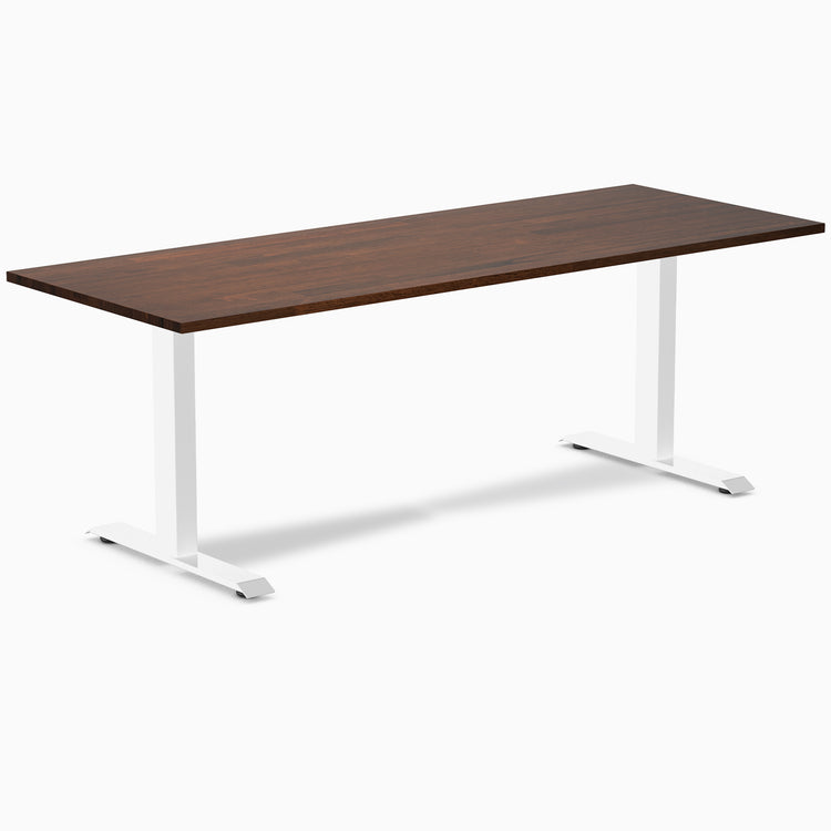 Rubberwood red walnut fixed desk 80" - white