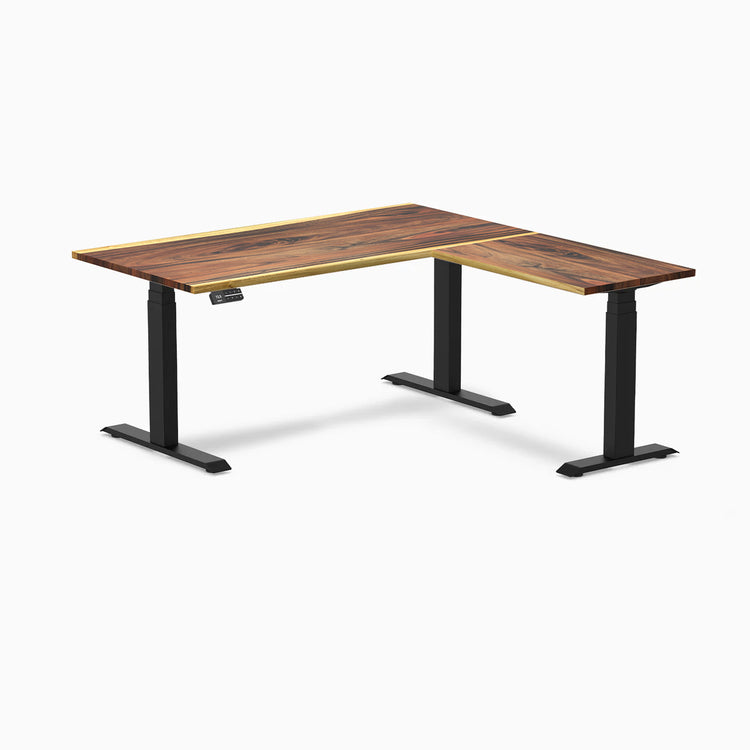 Desky Hardwood L-Shape Sit Stand Desk-Desky Canada