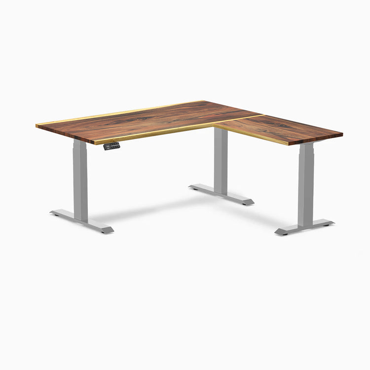 Desky Hardwood L-Shape Sit Stand Desk-Desky Canada