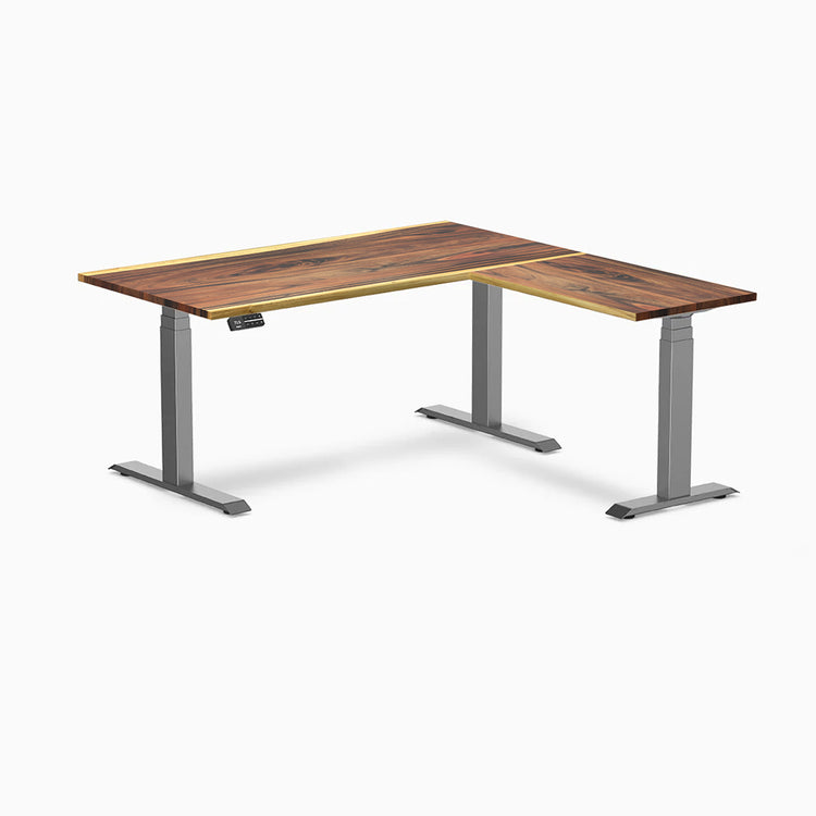 Desky Hardwood L-Shape Sit Stand Desk-Desky Canada